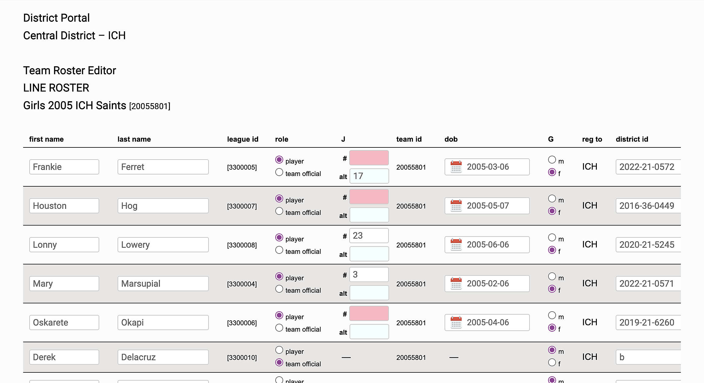 line roster editor