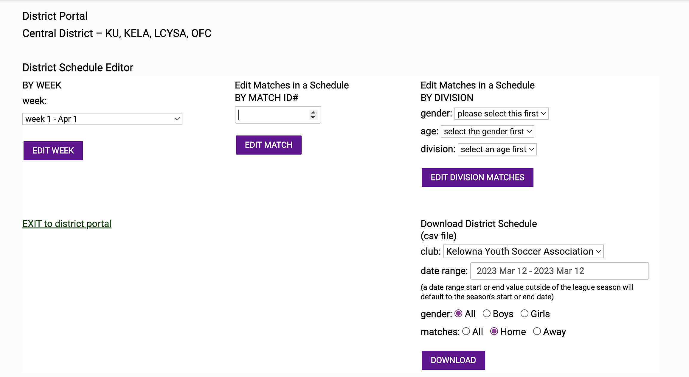 district schedule editor landing