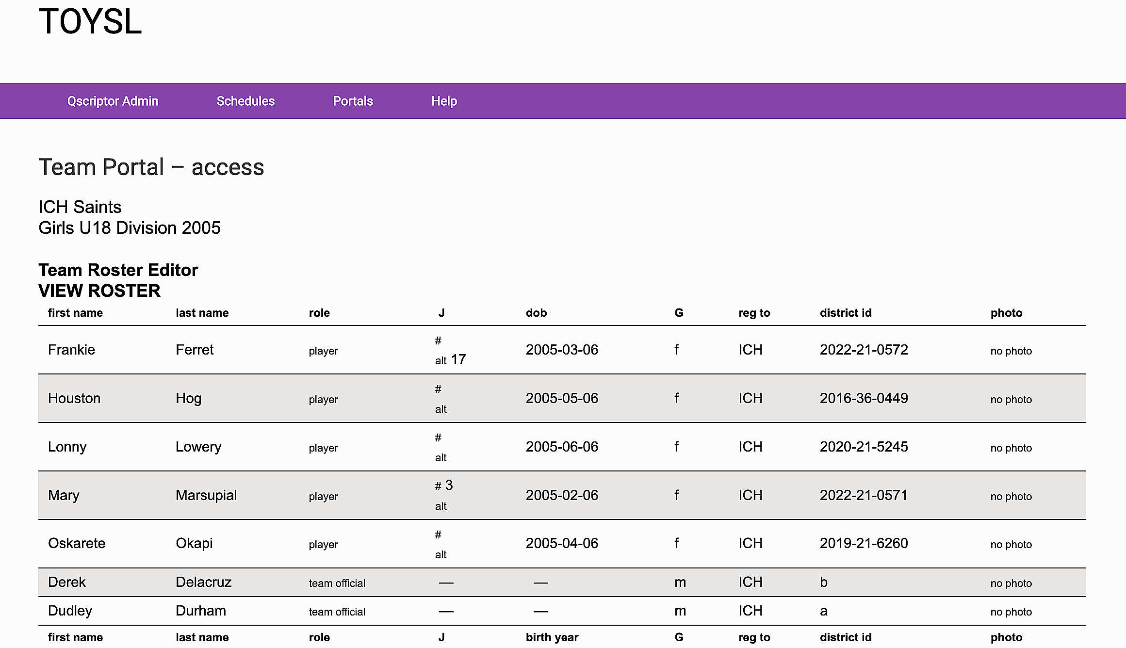 view roster